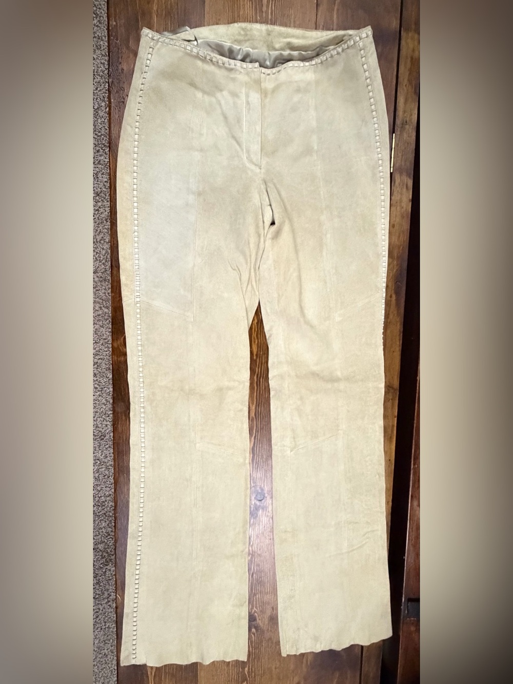 Suede Flare Pants ~Venus Williams by Wilsons Leather -Beige with Side trim